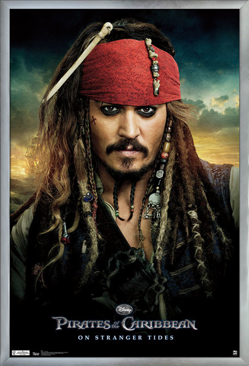 Pirates of the Carribbean 4 One Sheet Poster, Silver Framed Version