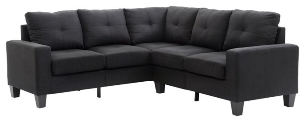 Glory Furniture Newbury Twill Fabric Sectional in Black