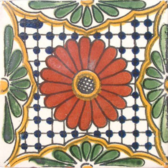 4"x4" Mexican Ceramic Handmade Tile C023 Contemporary Wall And