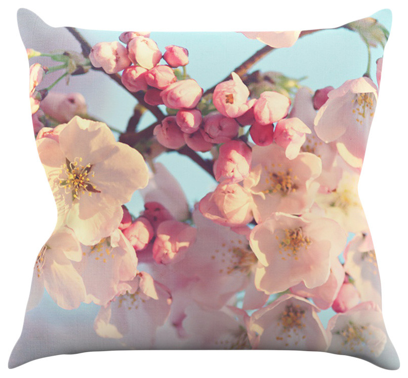 Sylvia Cook "Waiting for Spring" Pink Blue Throw Pillow, 20"x20"