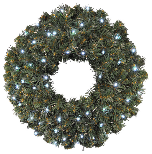 2' PreLit Battery Operated Pure White LED Sequoia Wreath Traditional