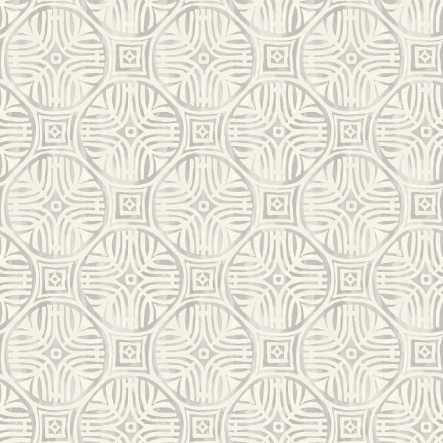 Sandee Grey Medallion Wallpaper, Swatch Contemporary Wallpaper by
