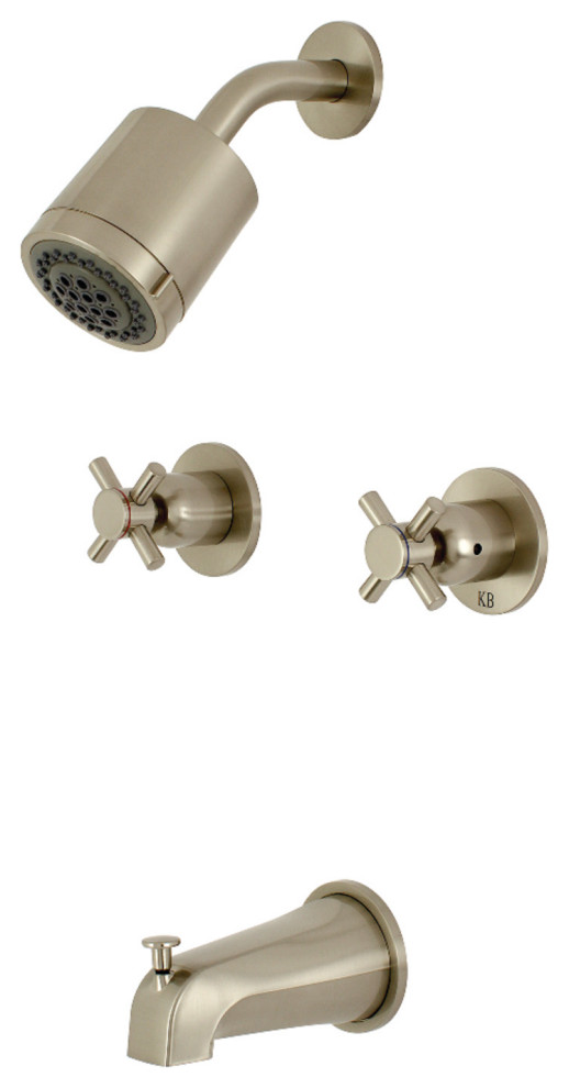 Kingston Brass Two-Handle Tub and Shower Faucet, Brushed Nickel