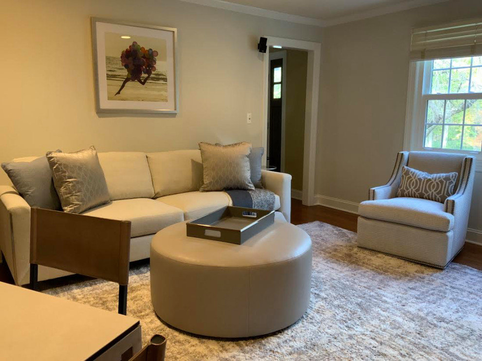 Transitional Living Room with Neutrals and a Fabulous Game Table