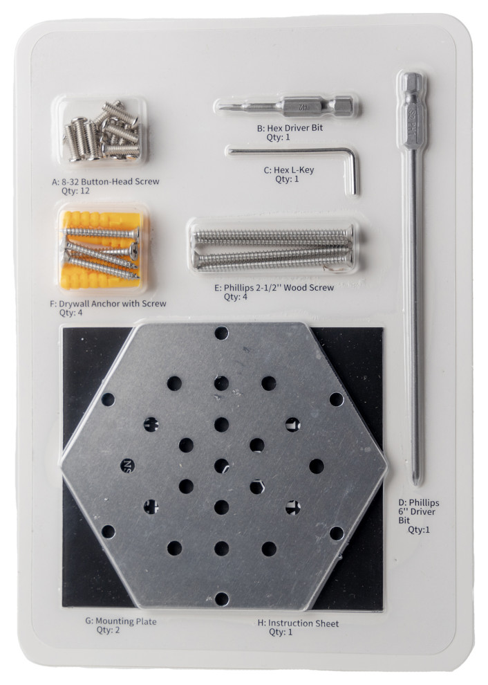 Wall Mount Hardware Kit for WineHive Cell Storage System 5 Cell Kit