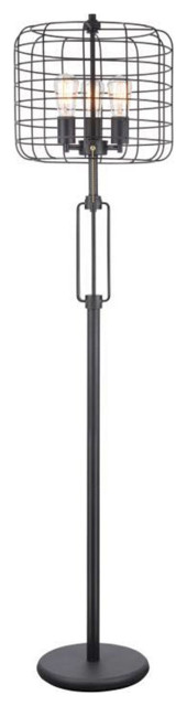 Mid Century Modern Floor Lamp - Tea Brown Mushroom Dome Shade, Wooden Base, Pull Chain, Dimmable (60.23" Height, E26 Bulb)