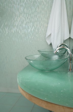 Recycled Crush Glass Countertop Contemporary Bathroom