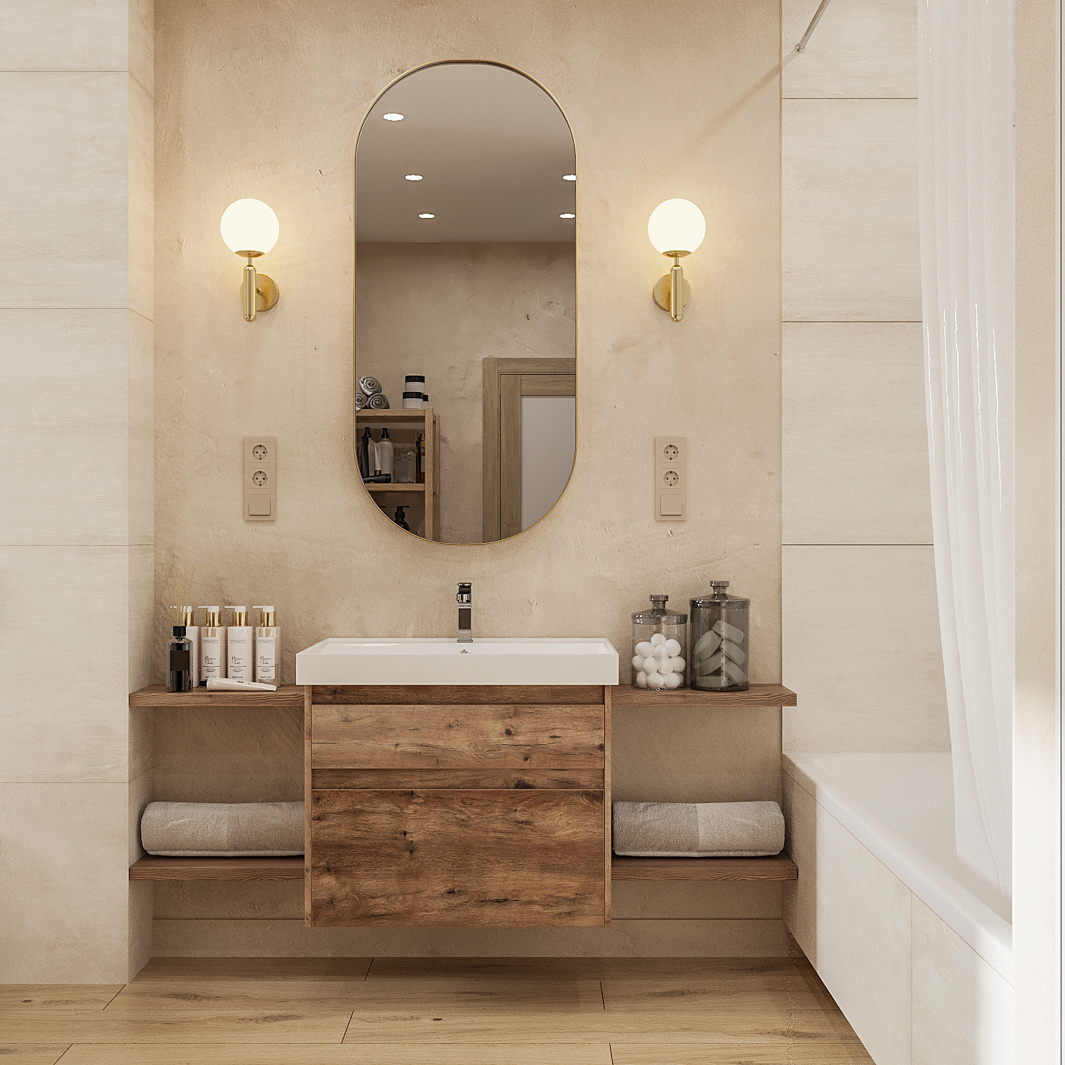 Четырех-комнатная квартира в светлых тонах.