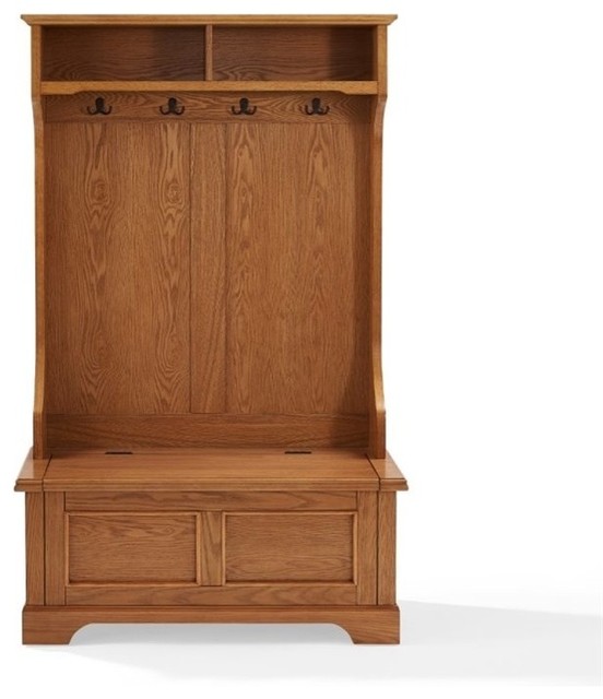 Pemberly Row Hall Tree in Oak Transitional Hall Trees by