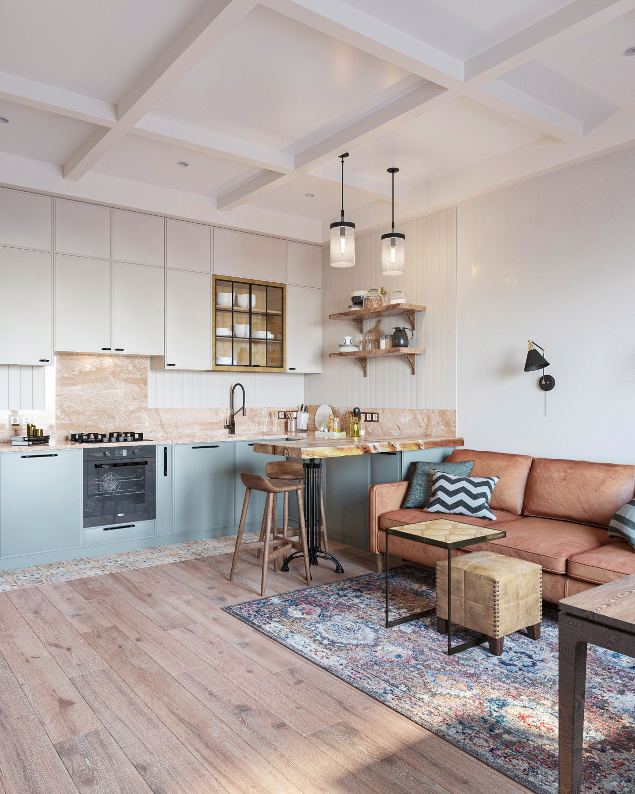 Квартира с этническими мотивами.