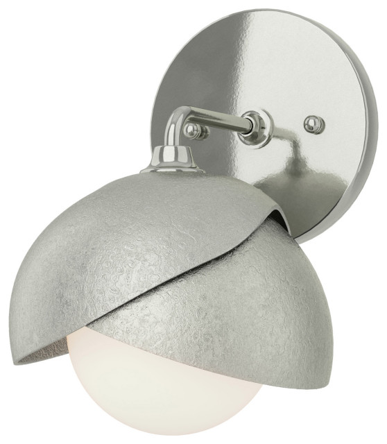 Brooklyn 1-Light Double Shade Bath Sconce, Sterling, Sterling, Opal Glass