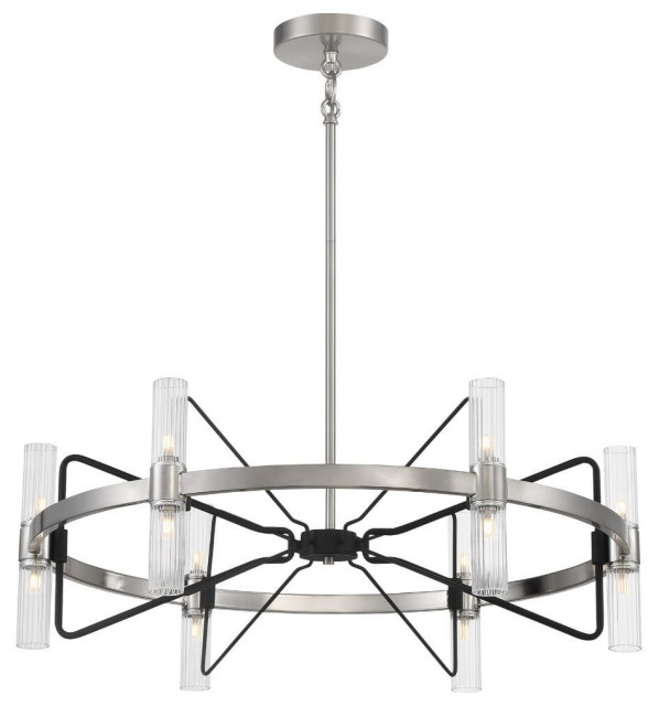 George Kovacs Mass Transit 12-Light Chandelier in Brushed Nickel with Sand Coa