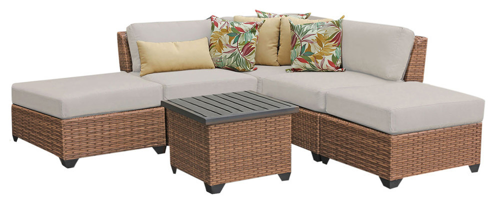 Laguna 6 Piece Outdoor Wicker Patio Furniture Set - Tropical - Outdoor