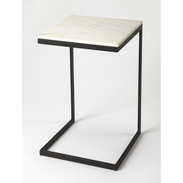 Lawler Black Metal & Marble End Table Contemporary Accent Chests