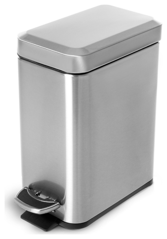 Home Zone Living 1.3 Gallon Bathroom Trash Can, Step Pedal, 5 Liter