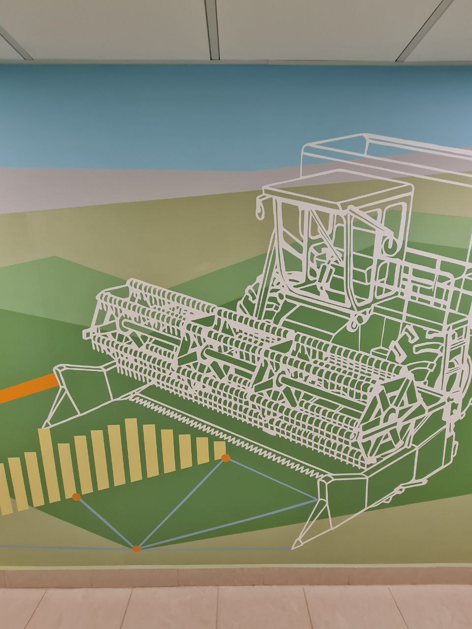 Трафаретна роспись стен в офисном здании