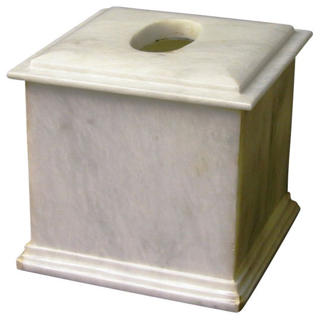 White Marble Tissue Box Holder Traditional Tissue Box Holders by