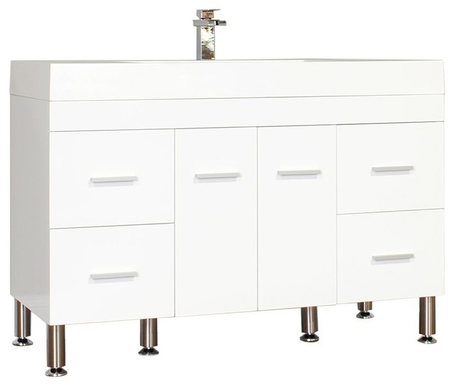 Greenville 47" Single Modern Bathroom Vanity, White Contemporary