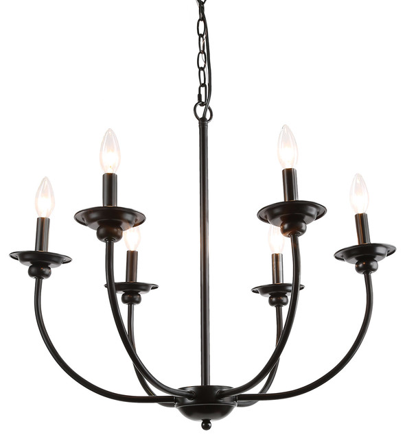 LNC Pastry 6Light Modern Matte Black CandleStyle Chandelier for Living Room Traditional
