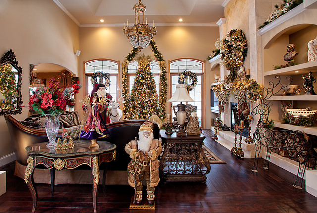 Christmas Decor  Mediterranean Living  Room  Chicago 