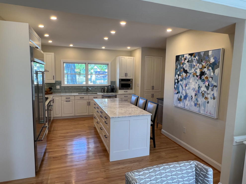 A huge cabinetry pantry was added to the right of the new built-in MW.