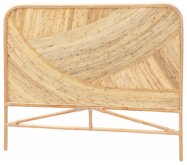 Espen Rattan Queen Size Headboard Tropical Headboards by Baxton