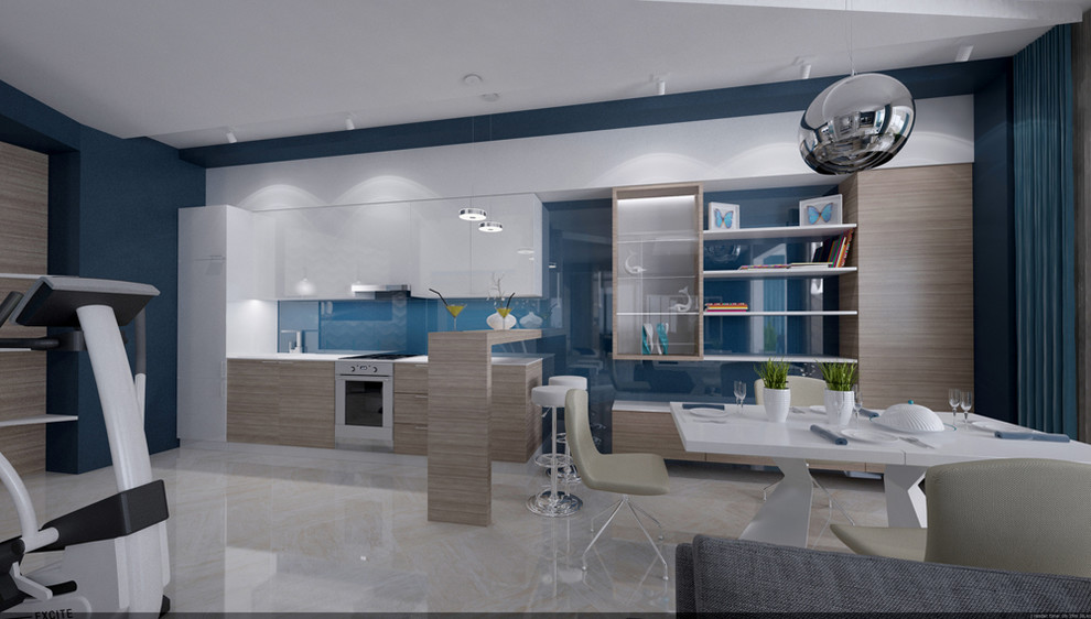 Дизайн проект квартиры в городе Сочи, минимализм морской