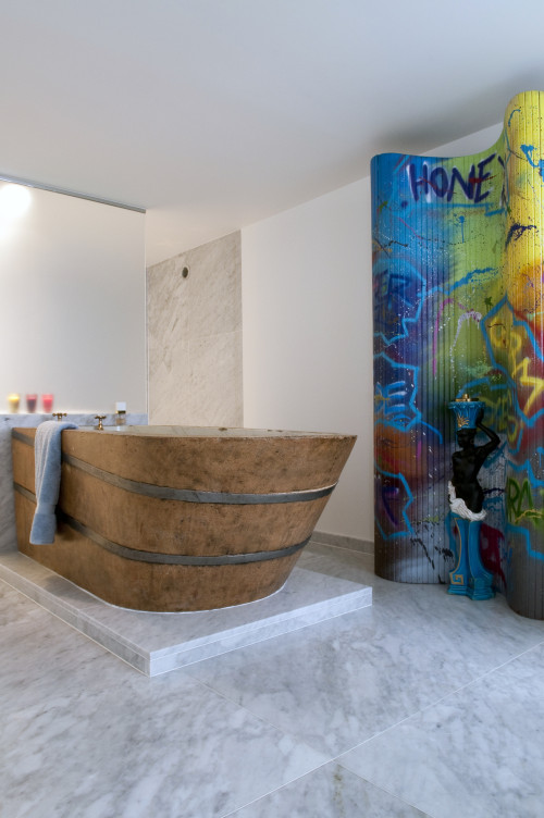 Rustic Bathtub Bliss: Unveiling Contemporary Graffiti Wall Art Ideas