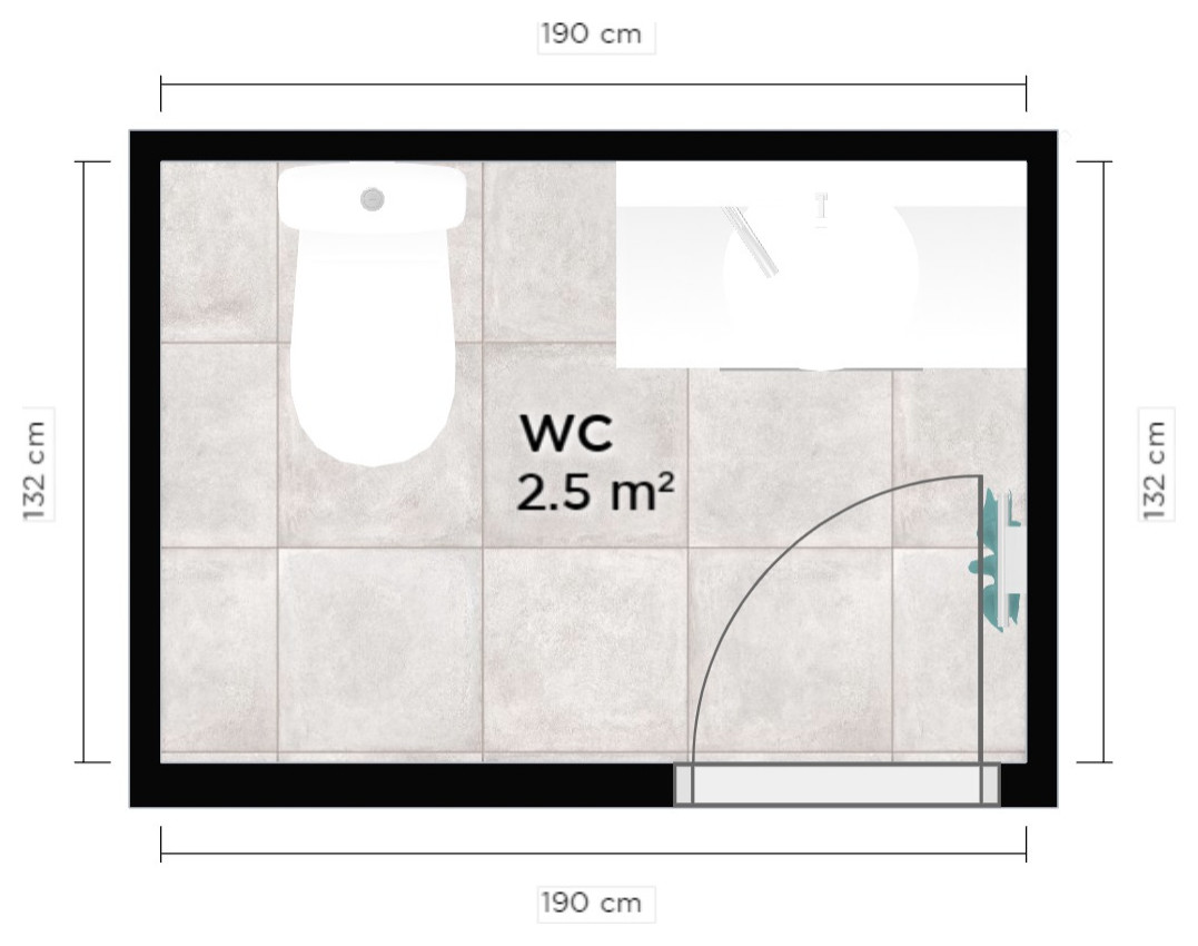 Plan 2D WC et meuble vasque