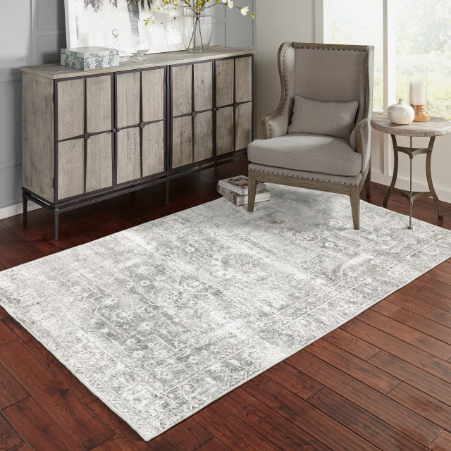 Malibu Mal08 Sage Green/Grey 3'6" x 5'6" Rug, Rectangle 3'6" x 5'6