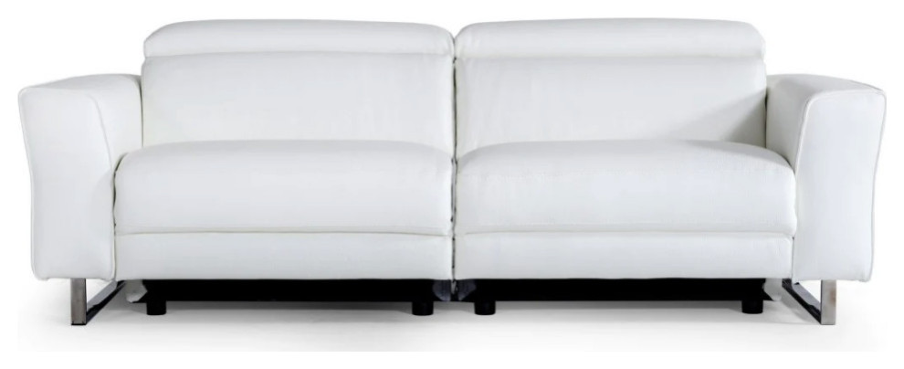 Bertie Italian Modern White Leather Sofa With Electric Recliners