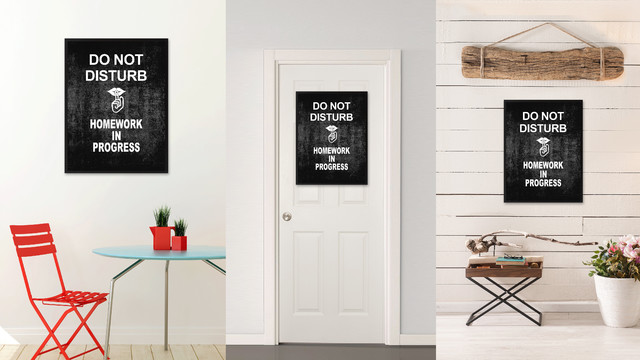 "Don't Disturb Shhh Homework In Progress" Sign Black Canvas Print with ...