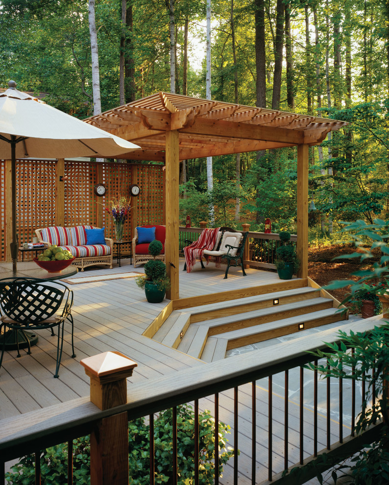 Deck - backyard deck idea in Atlanta with a pergola