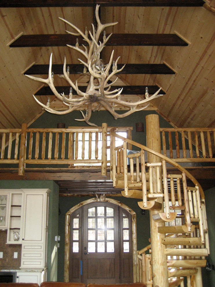 Lake House loft spiral stairs