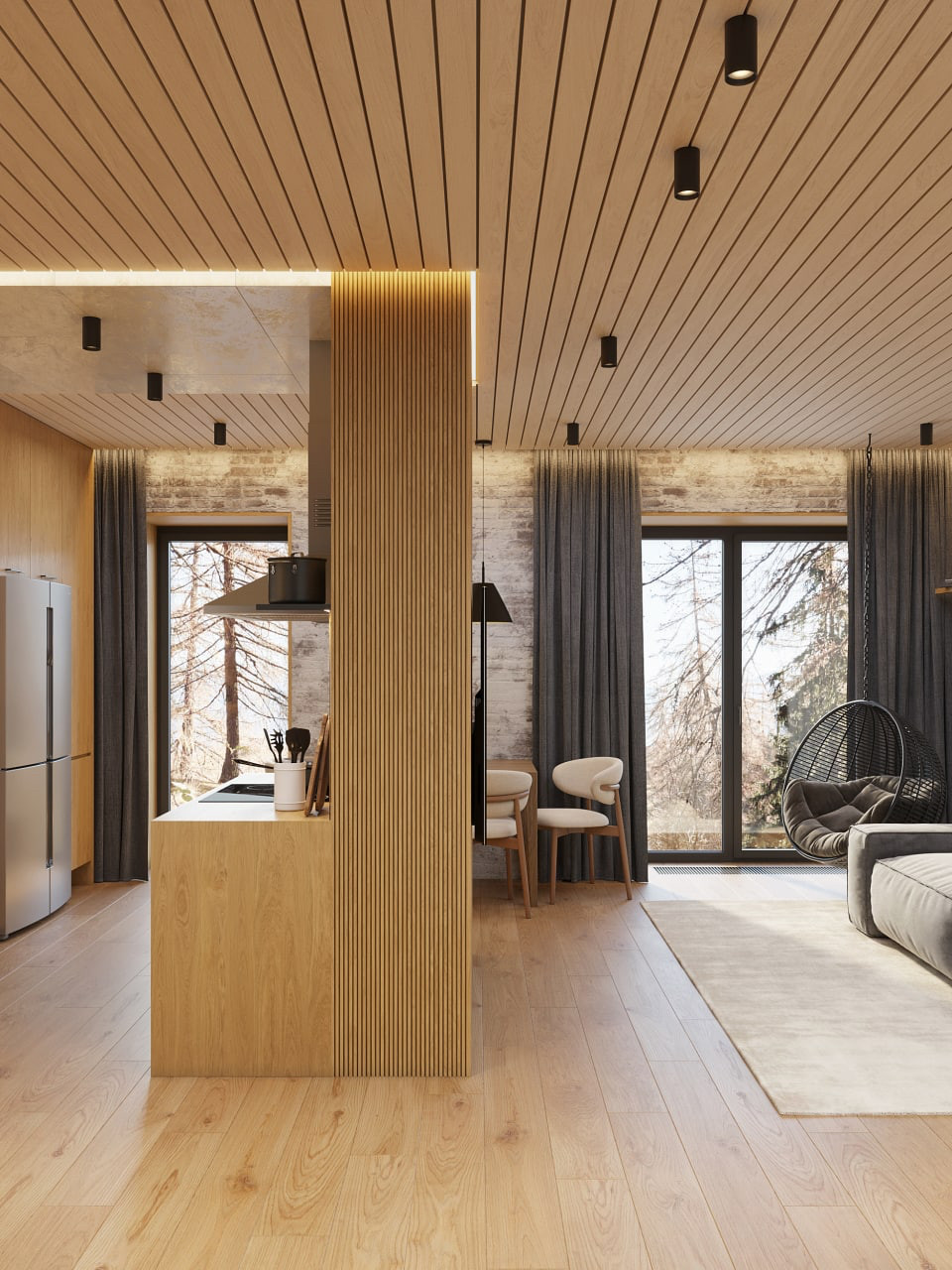 Интерьер таунхауса в стиле минималистичный лофт