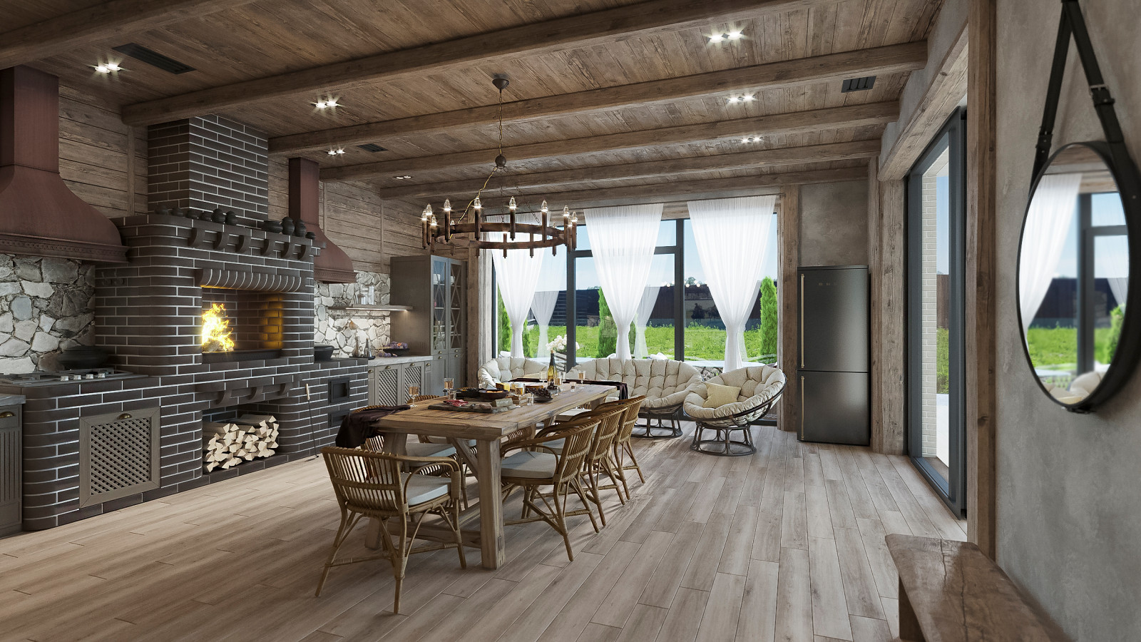 Летняя кухня в комплексе жилых построек