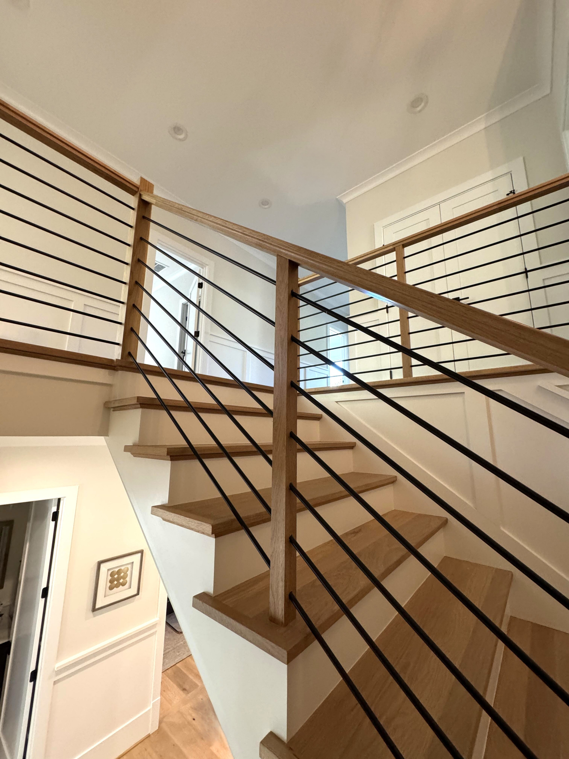140_Modern White Oak Stair with Horizontal Bar Rail, Falls Church, VA 22043