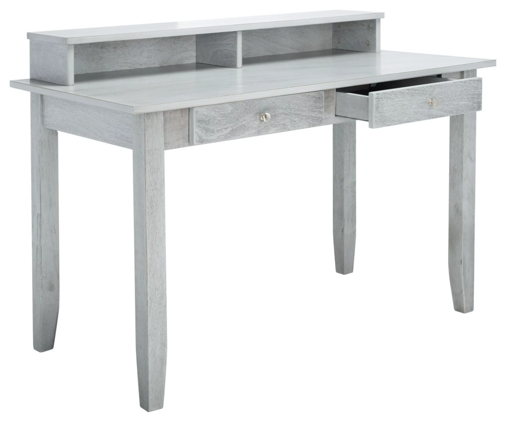 Contemporary Desk, Worktop With Low Hutch & 2 Open Compartments