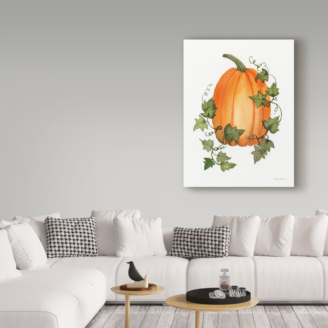 Kathleen Parr Mckenna 'Pumpkin And VInes IV' Canvas Art, 14"x19 ...