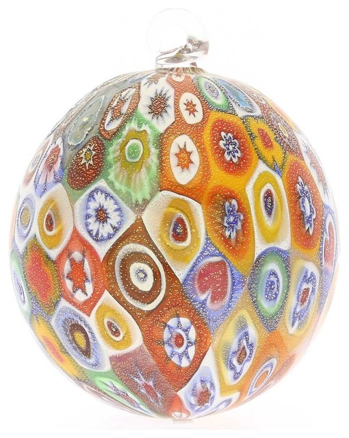 GlassOfVenice Murano Glass Christmas Ornament - Gold Millefiori