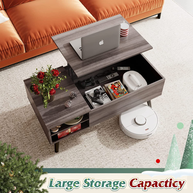 Lift Top Coffee Table with Storage, Hidden Compartment and Adjustable ...