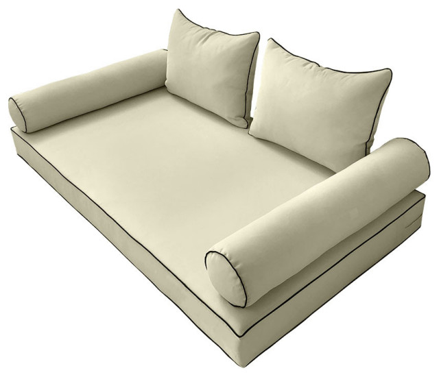 S4 Twin Size 5PC ContrastPipe Daybed Mattress Cushion Bolster Complete Set AD005 Mattresses