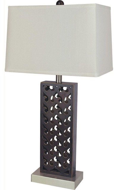 ORE International Lamps 29.5 in. Wood Black Table Lamp 31145