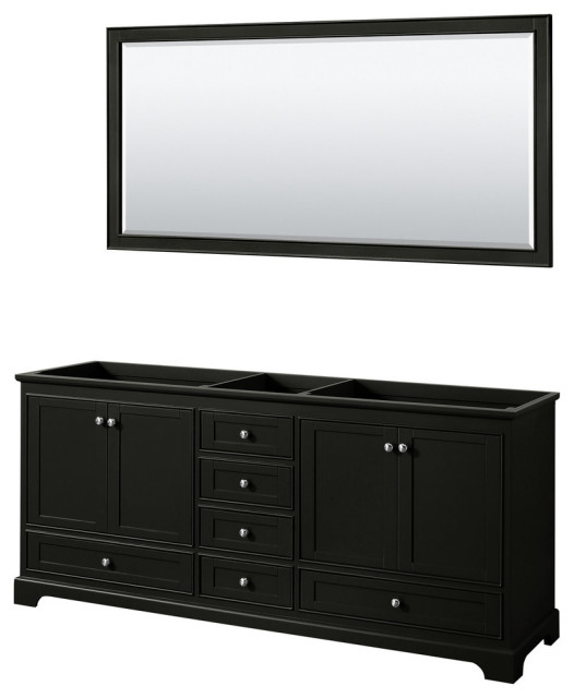60" Double Bathroom Vanity, Dark Espresso, No Countertop, No Sinks, 58" Mirror, 80 ...