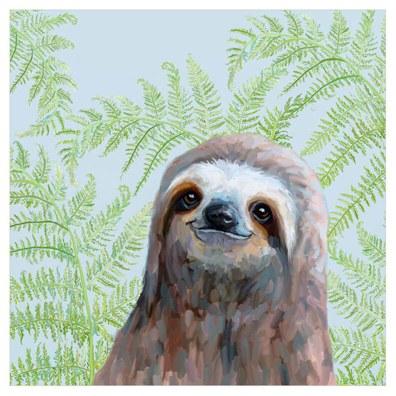 "Sloth With Fern" Canvas Wall Art by Cathy Walters