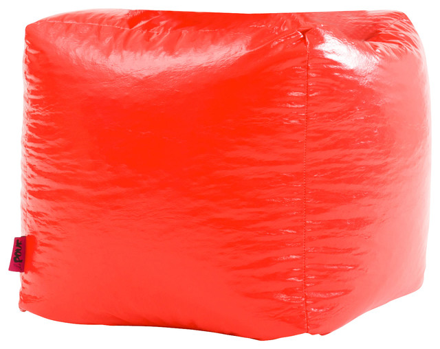 Red Parker Vinyl Bean Bag Cube Ottoman