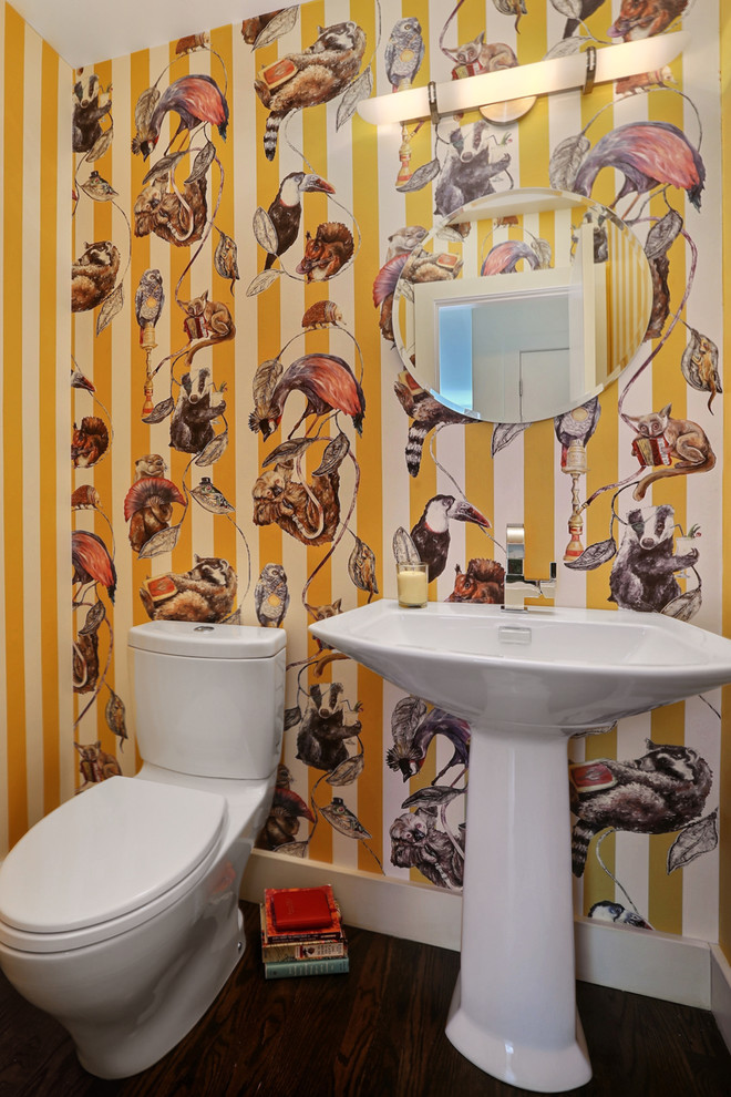 Photo of a midcentury powder room in Denver.