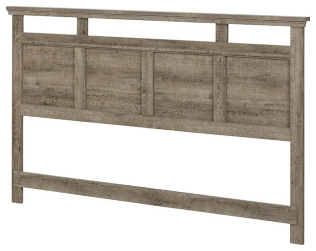 Pemberly Row Modern Queen King Panel Headboard in Weathered Oak, King