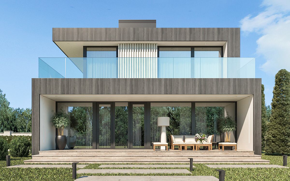 Двухэтажный современный дом для молодой семьи