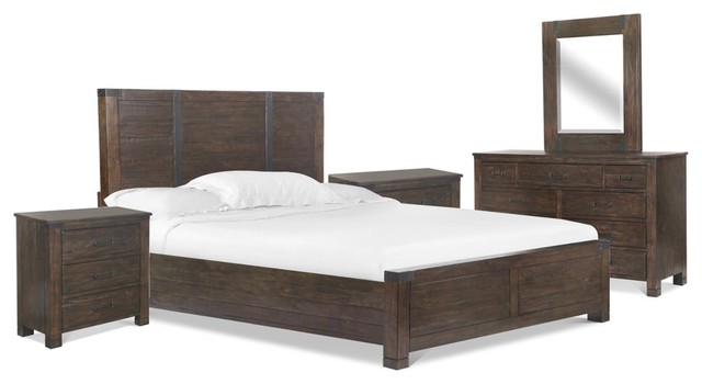 Magnussen Pine Hill 5 Piece Panel Bedroom Set Option 2 Queen